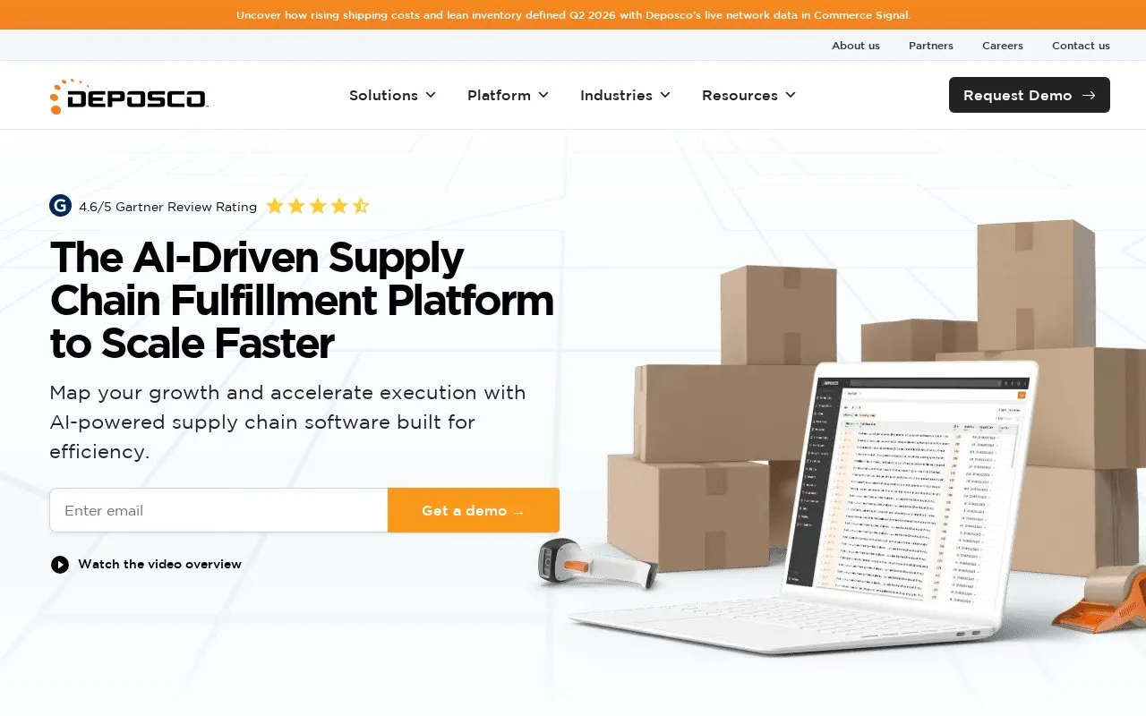 Screenshot of the Deposco homepage