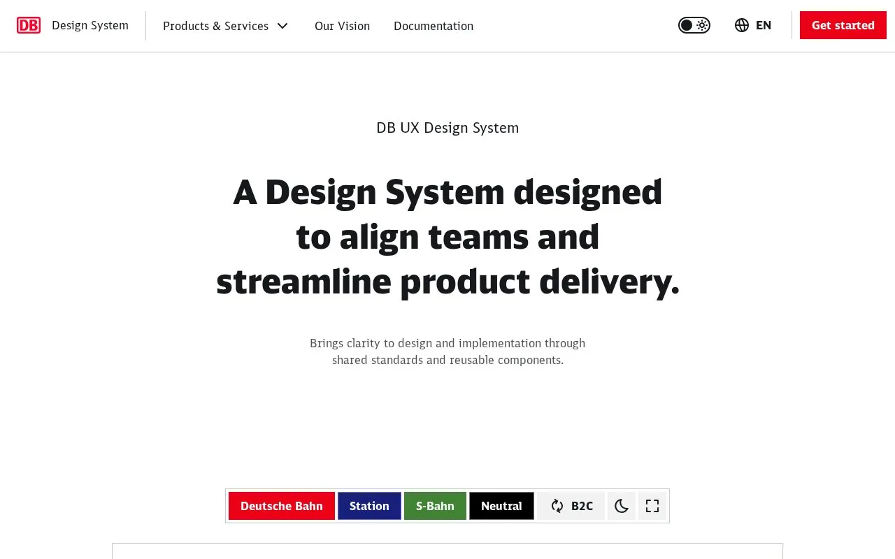 Screenshot of the DB UX Design System homepage