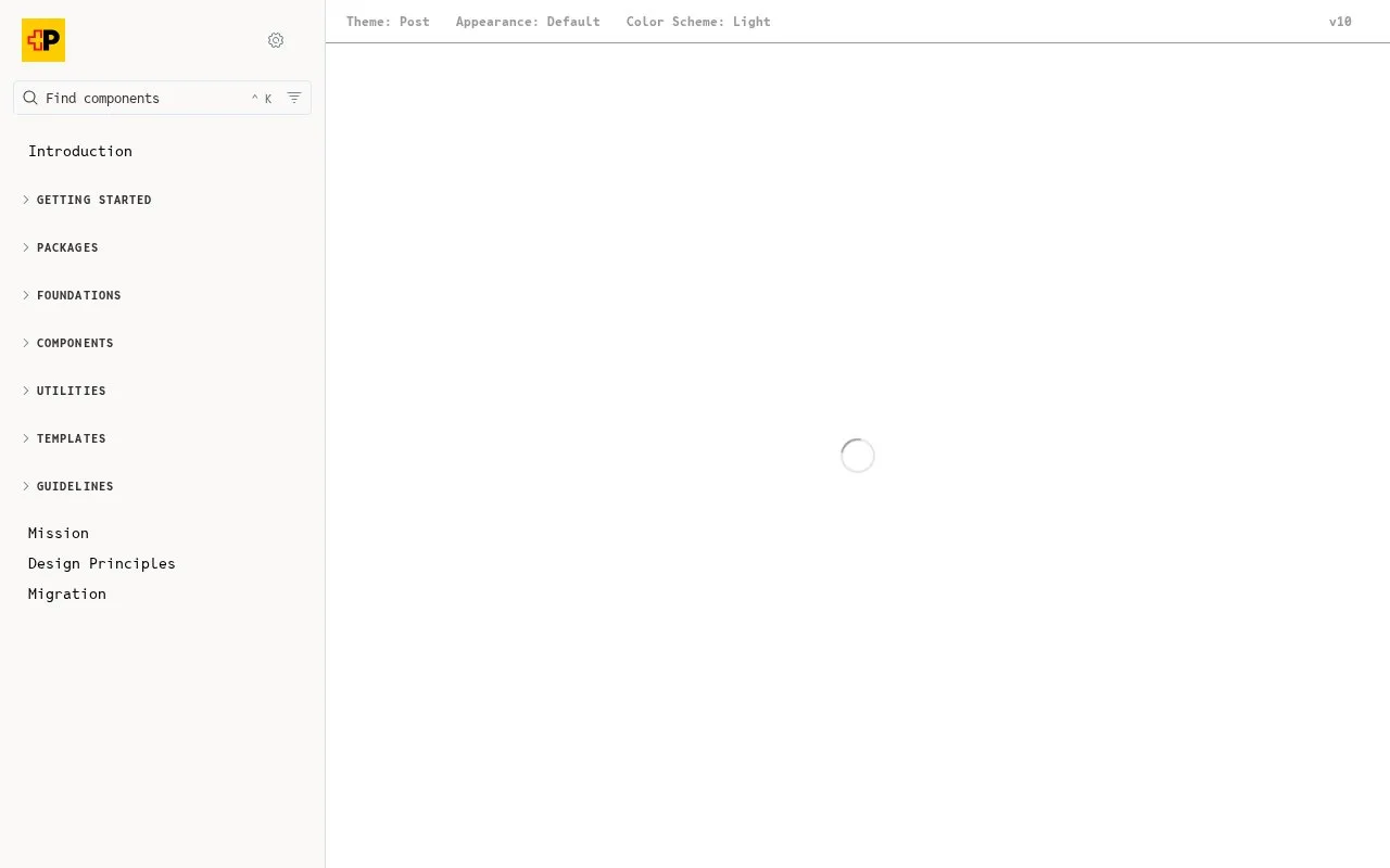 Screenshot of the Swiss Post Design System homepage