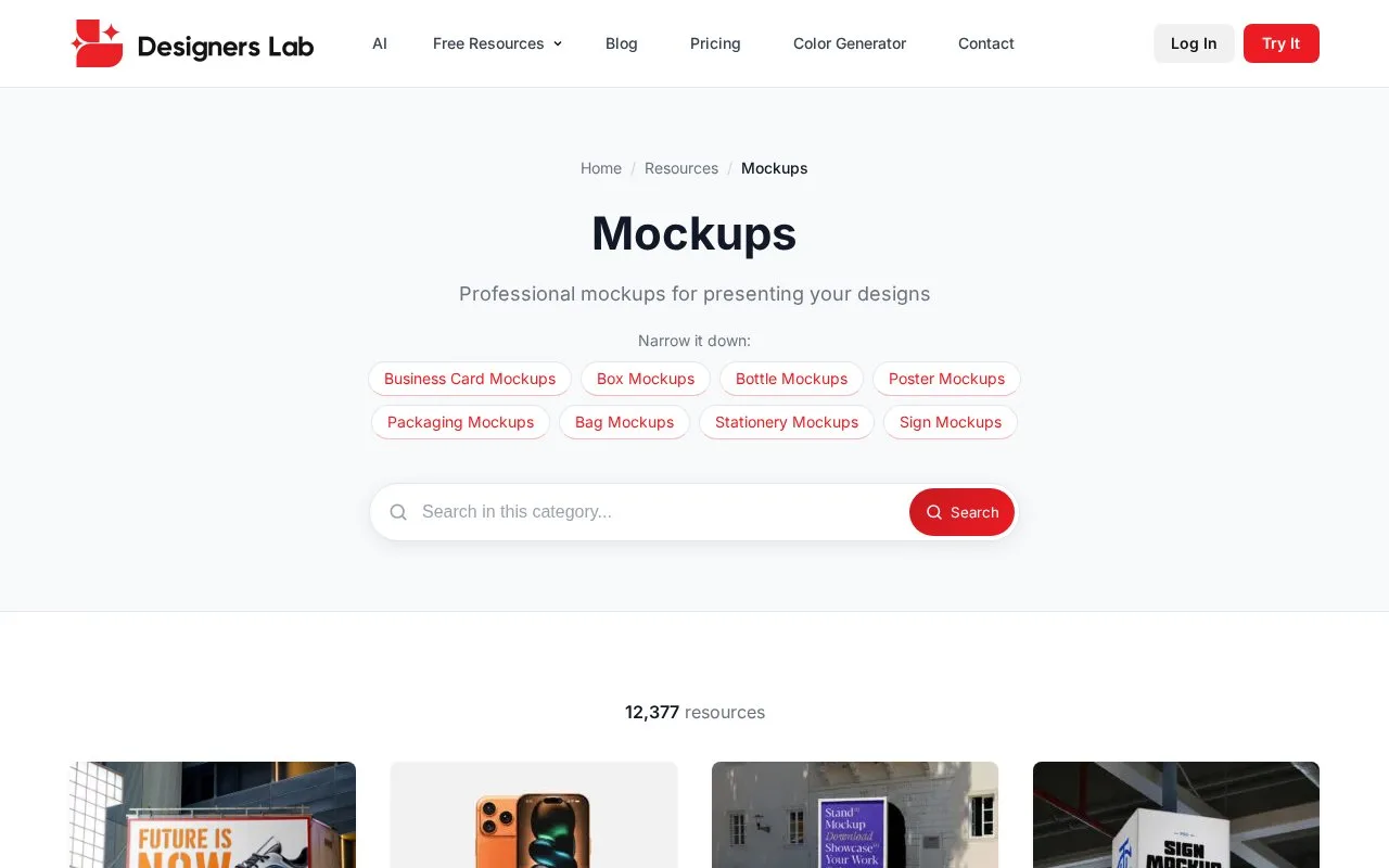 Screenshot of the DesignersLab homepage