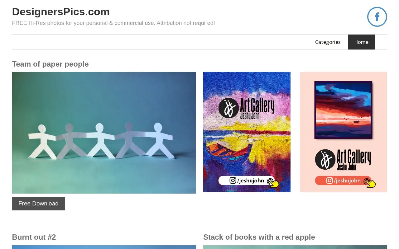 Screenshot of the DesignersPics homepage