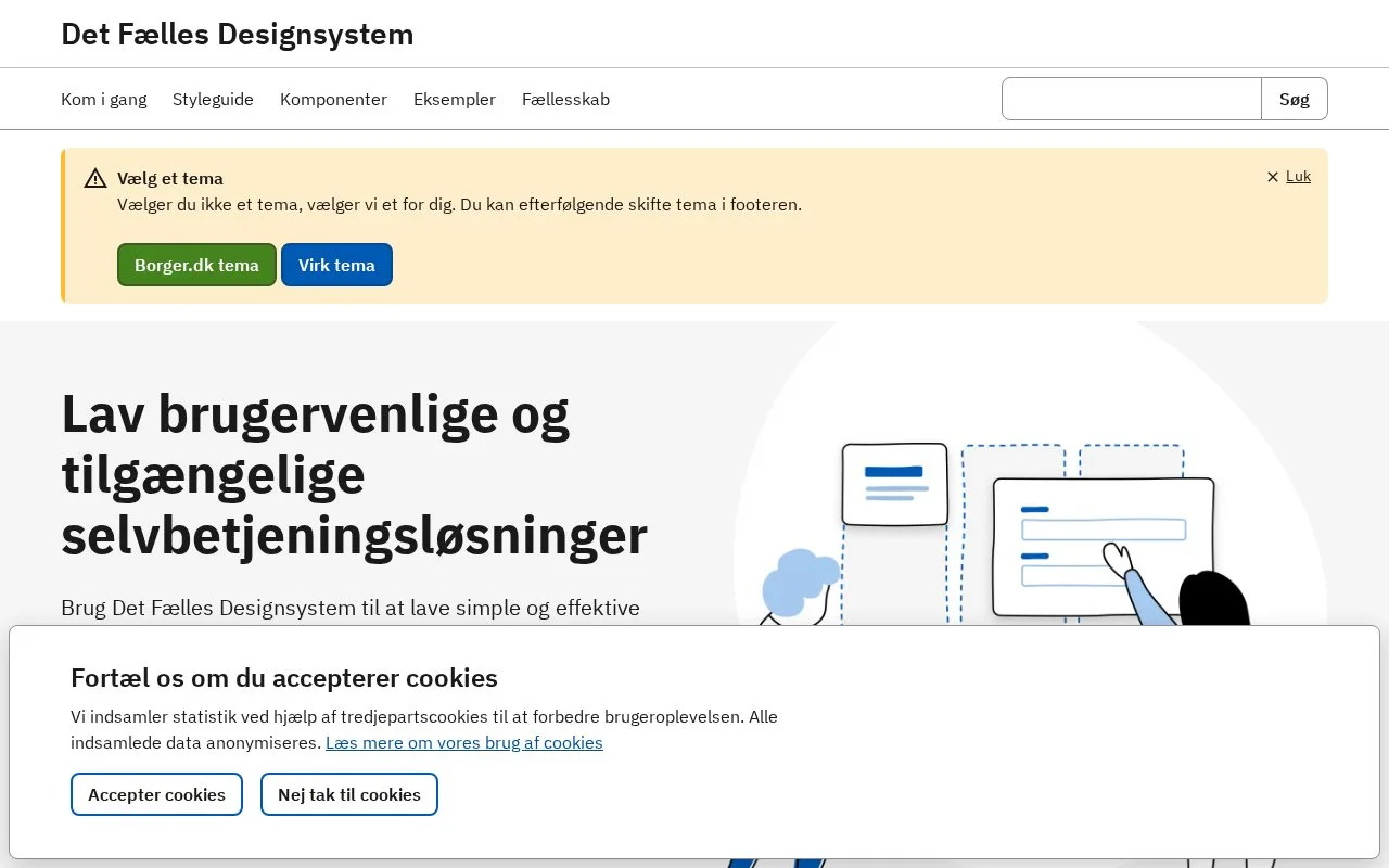 Screenshot of the Det Fælles Designsystem homepage