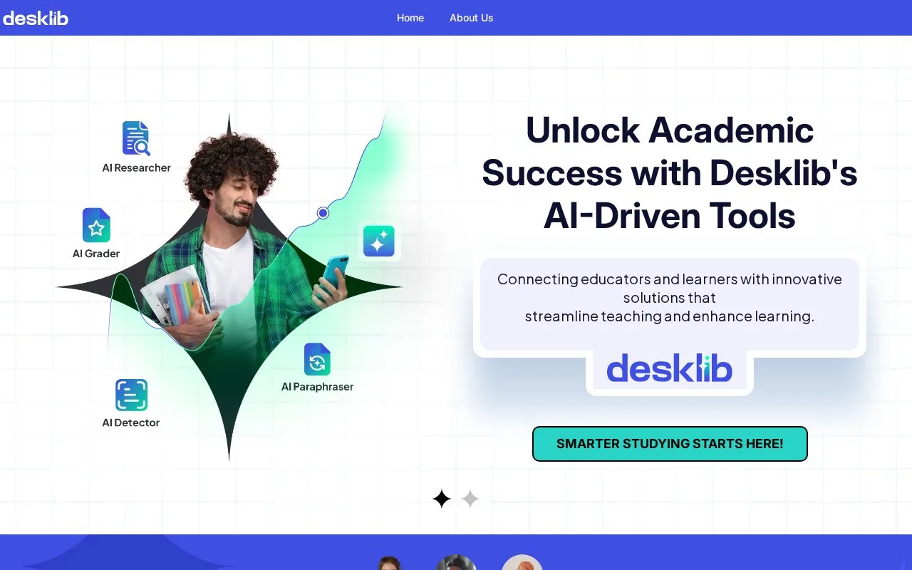 Screenshot of the Desklib homepage