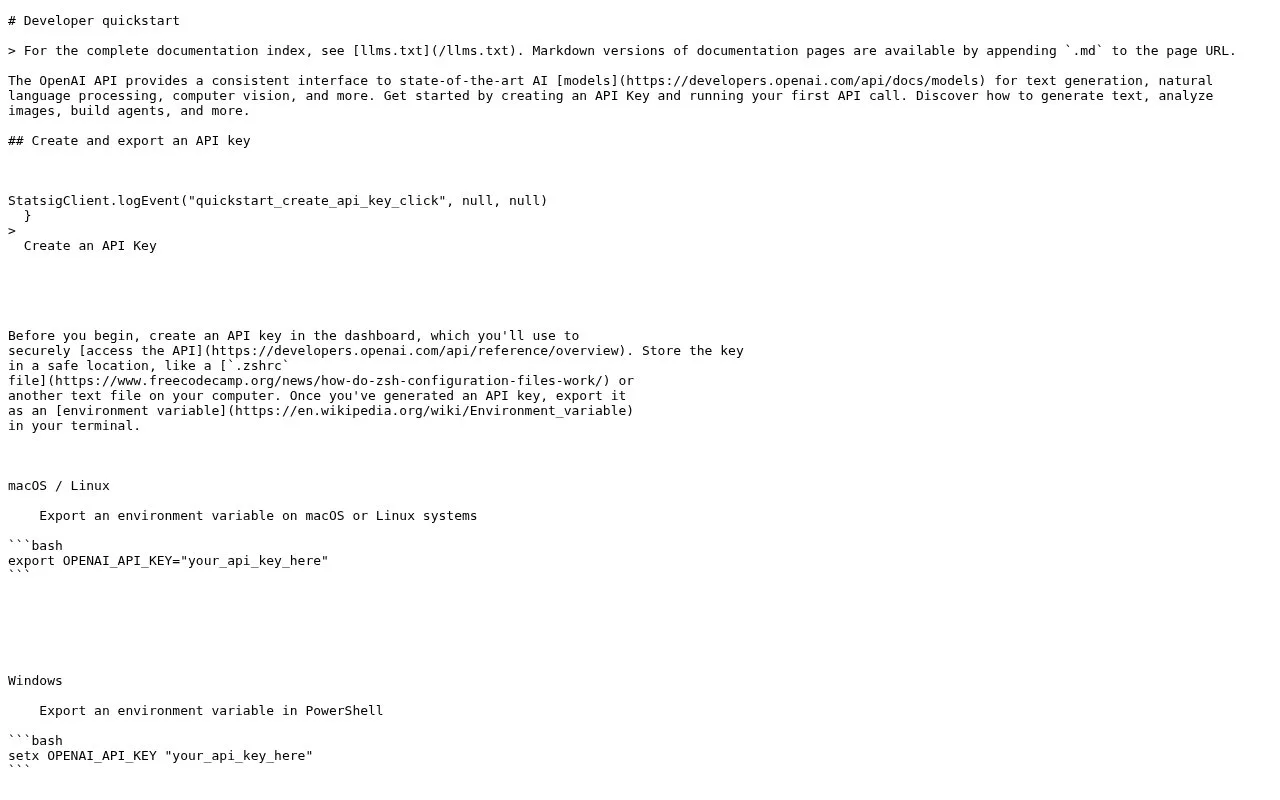 Screenshot of the OpenAI API homepage