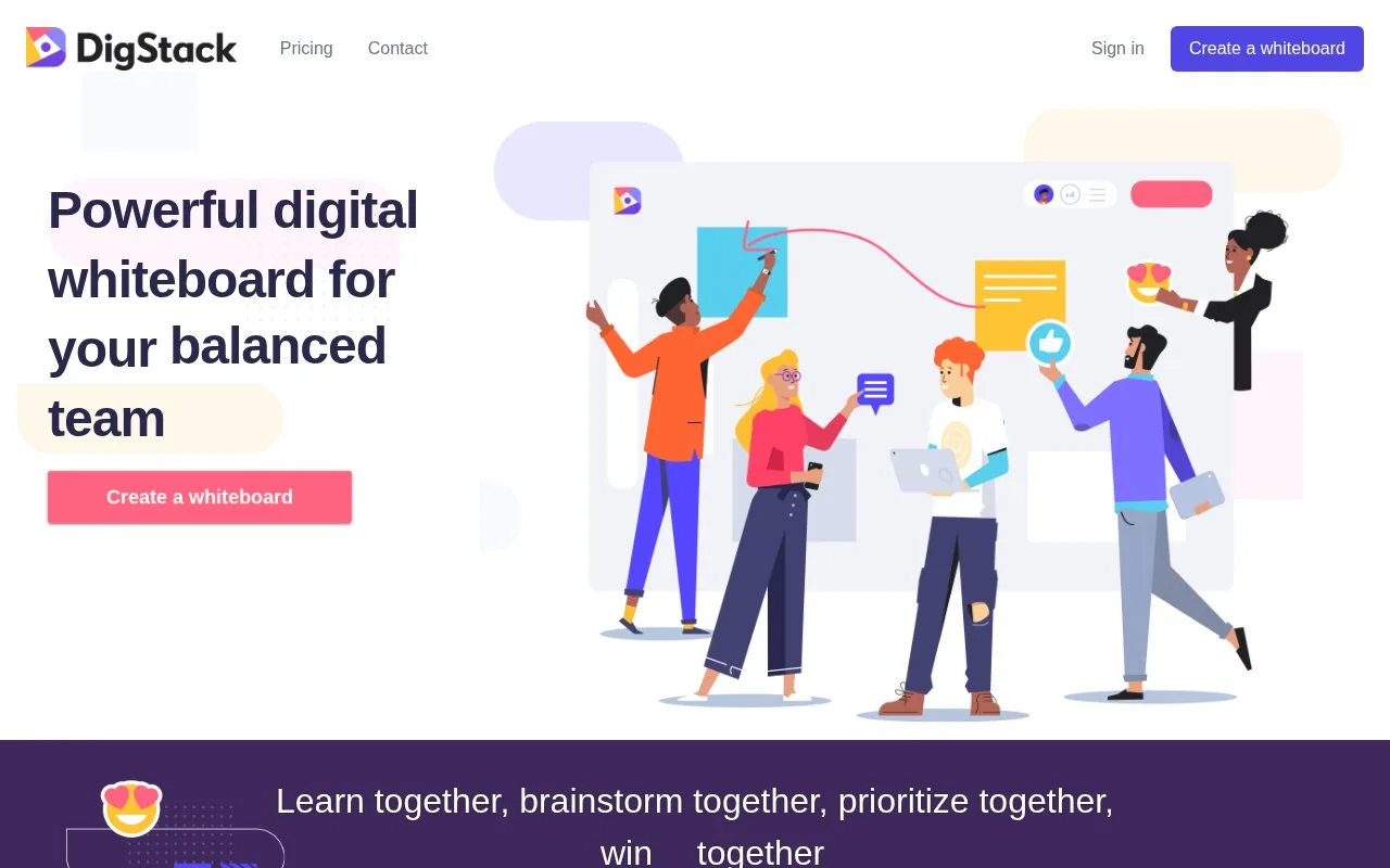 Screenshot of the DigStack homepage