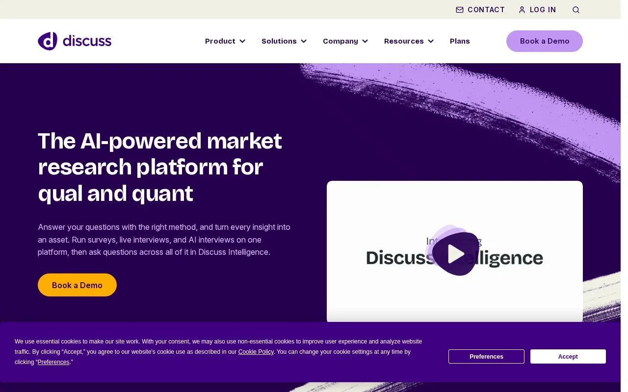 Screenshot of the Discuss homepage