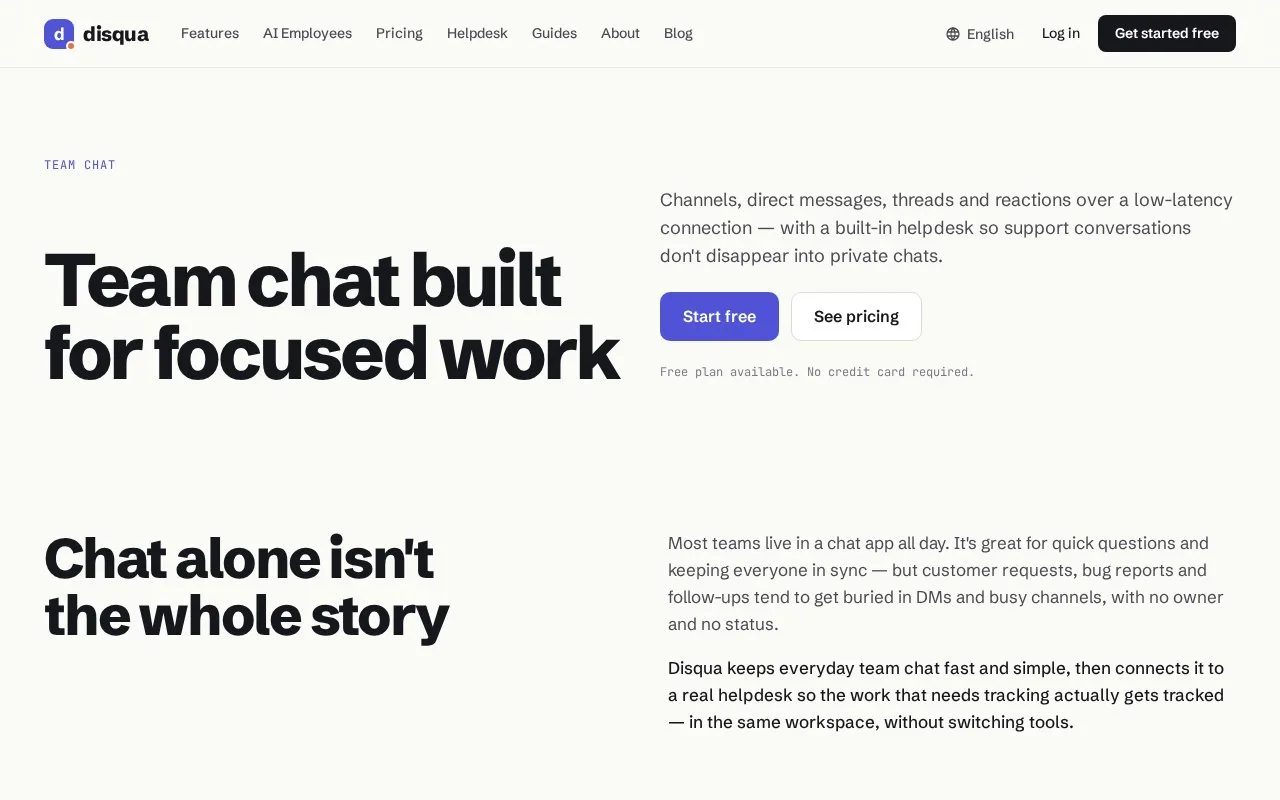 Screenshot of the Disqua homepage