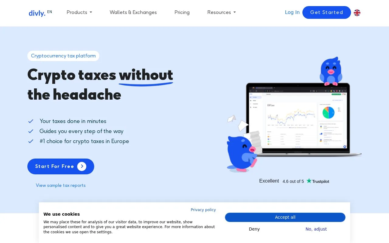 Screenshot of the Divly homepage
