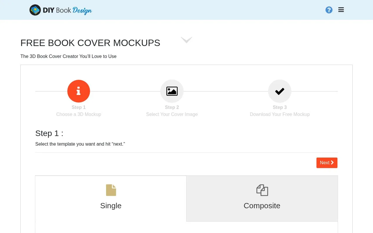 Screenshot of the DIY Book Covers 3D Creator homepage