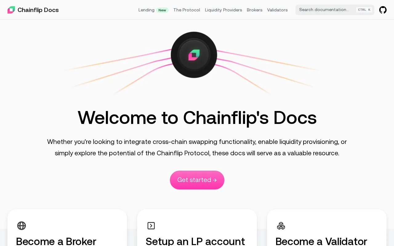 Screenshot of the Chainflip homepage