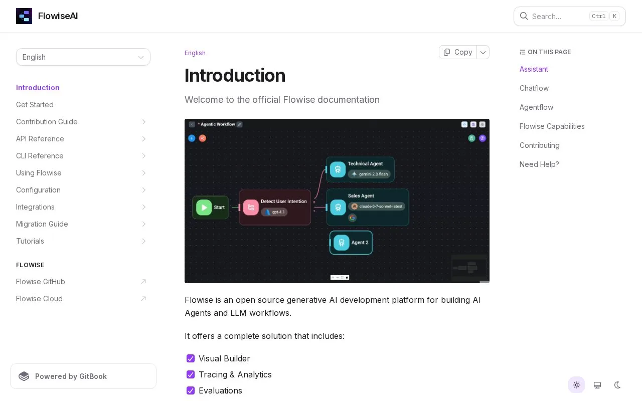 Screenshot of the Flowise homepage