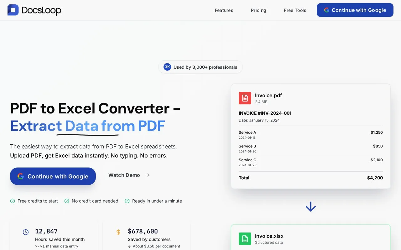 Screenshot of the DocsLoop homepage