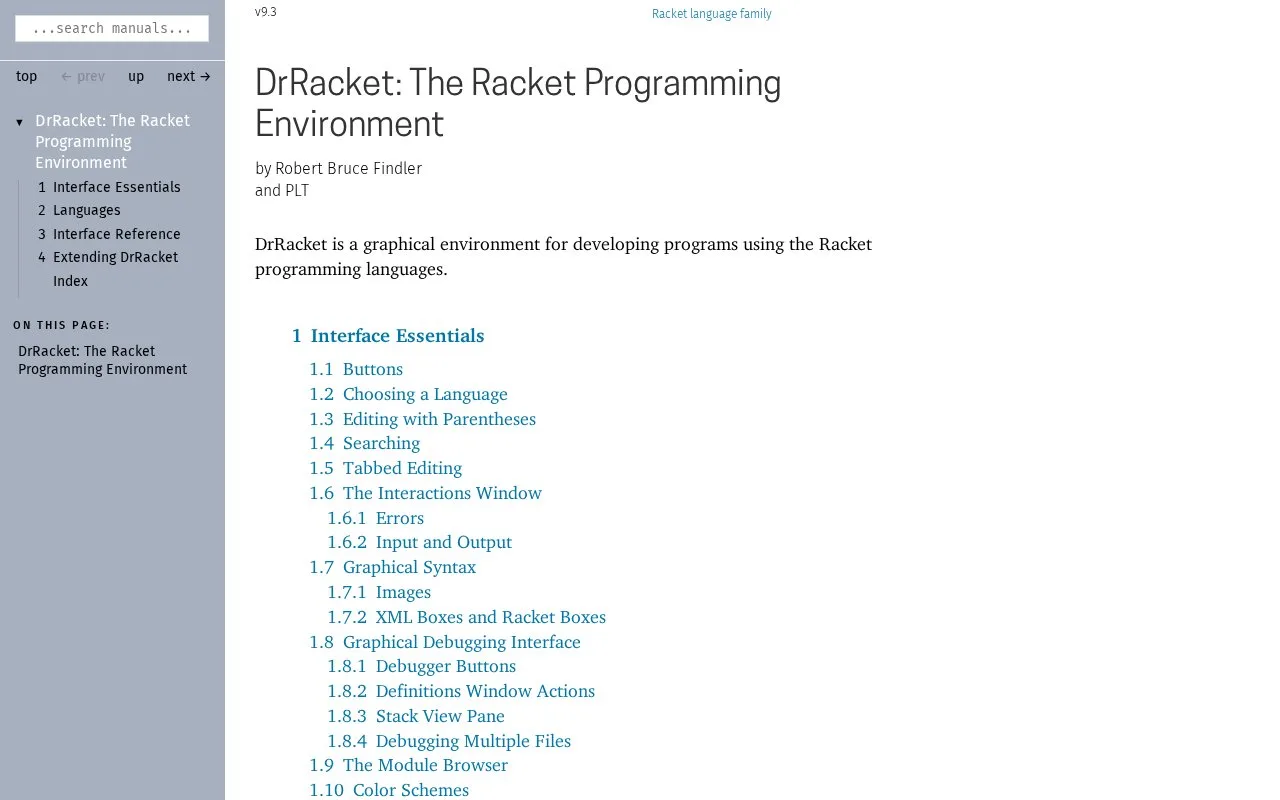 Screenshot of the DrRacket homepage