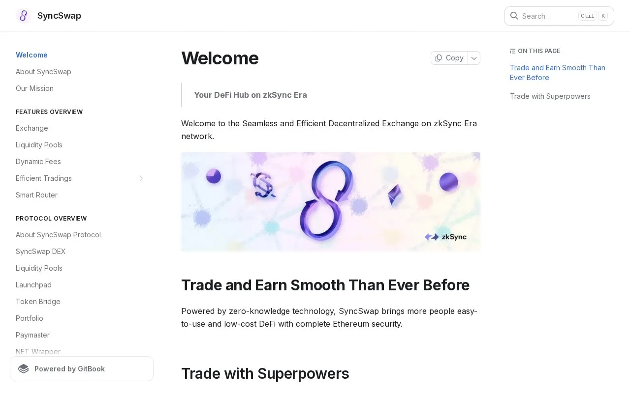 Screenshot of the SyncSwap homepage