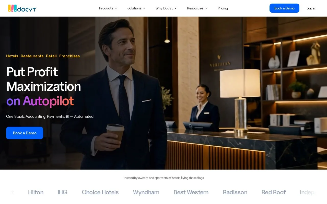 Screenshot of the Docyt homepage
