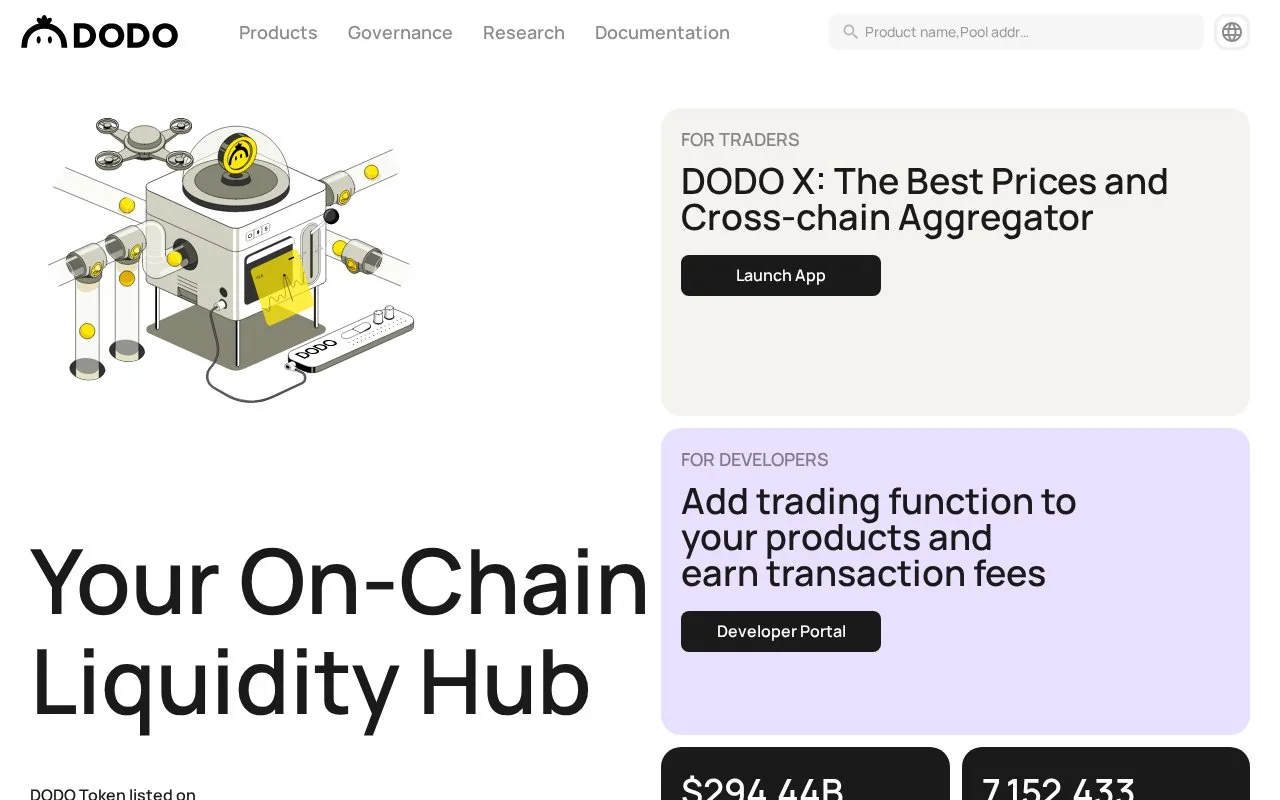 Screenshot of the DODO homepage