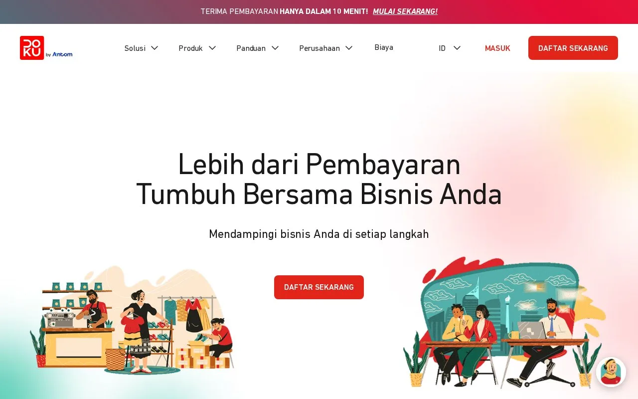 Screenshot of the DOKU homepage