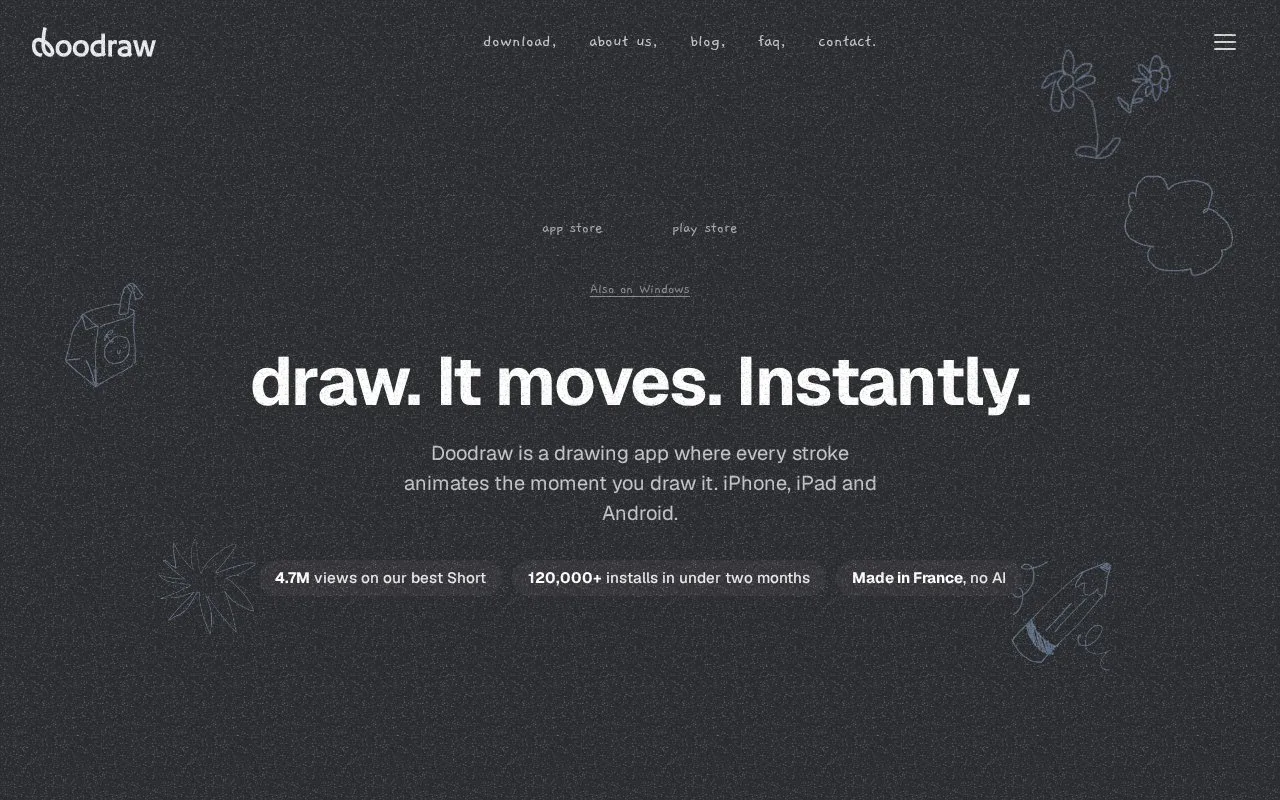 Screenshot of the Doodraw homepage
