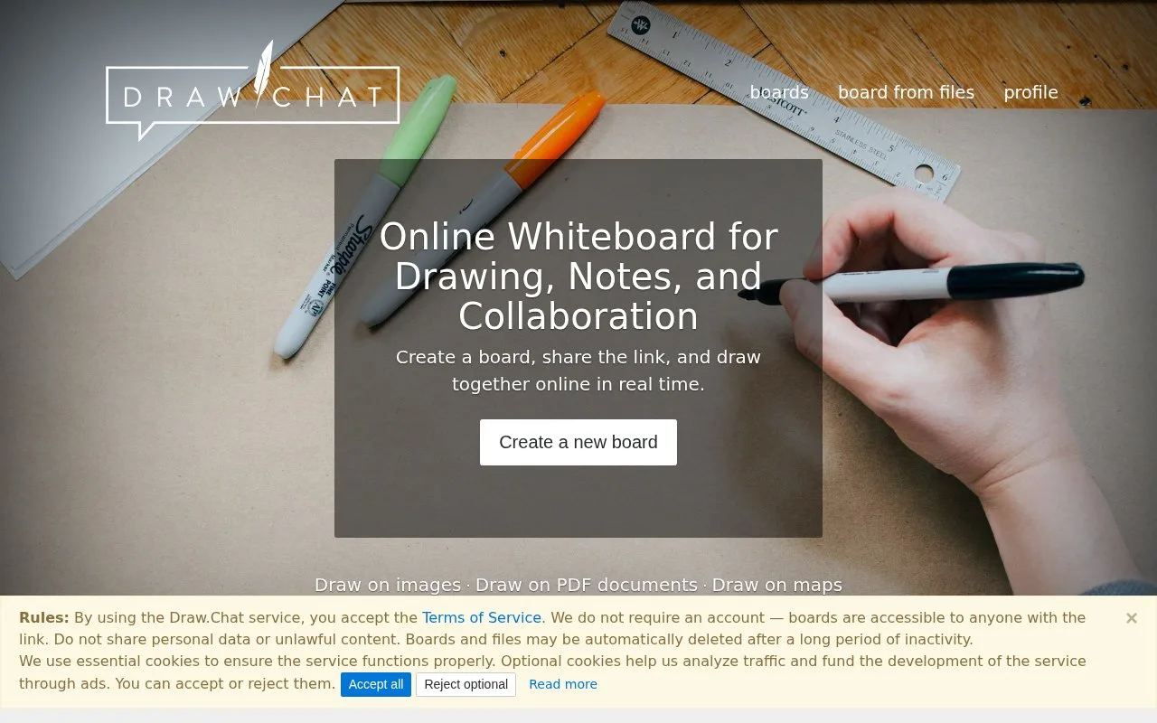 Screenshot of the Draw.Chat homepage