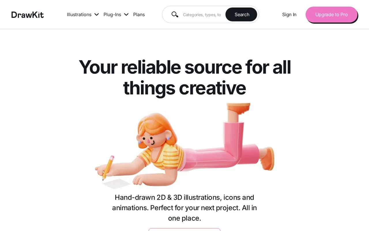 Screenshot of the DrawKit homepage