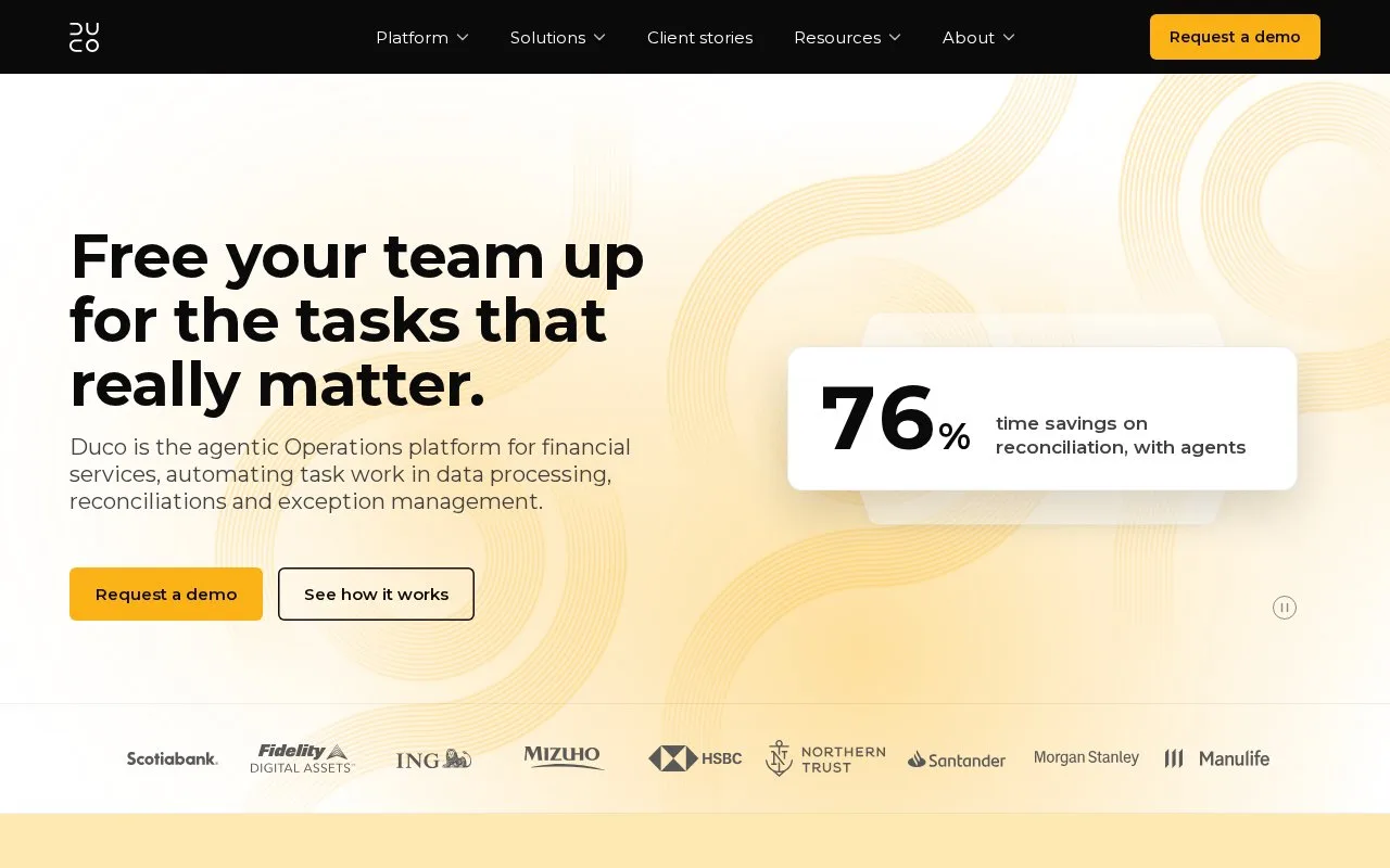 Screenshot of the Duco homepage