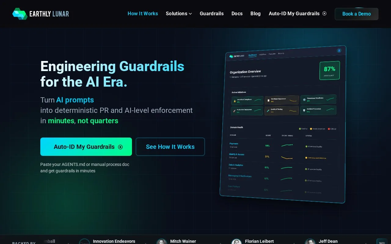 Screenshot of the Earthly Lunar homepage