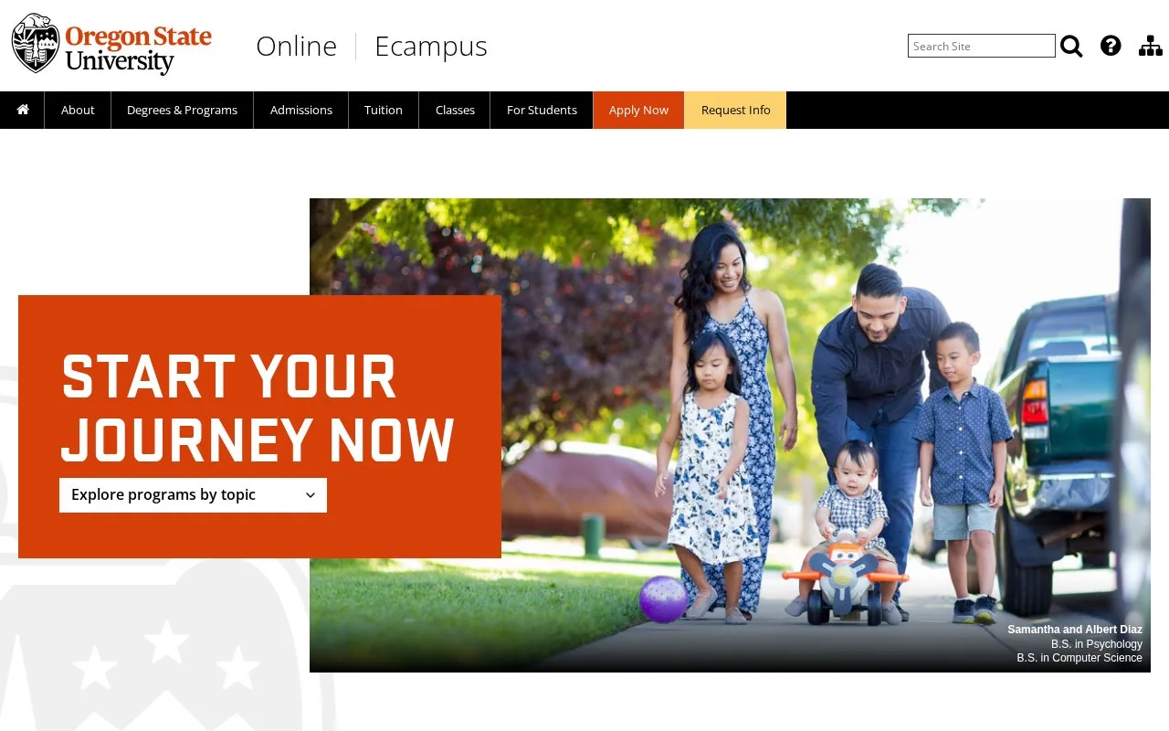 Screenshot of the Oregon State Ecampus homepage