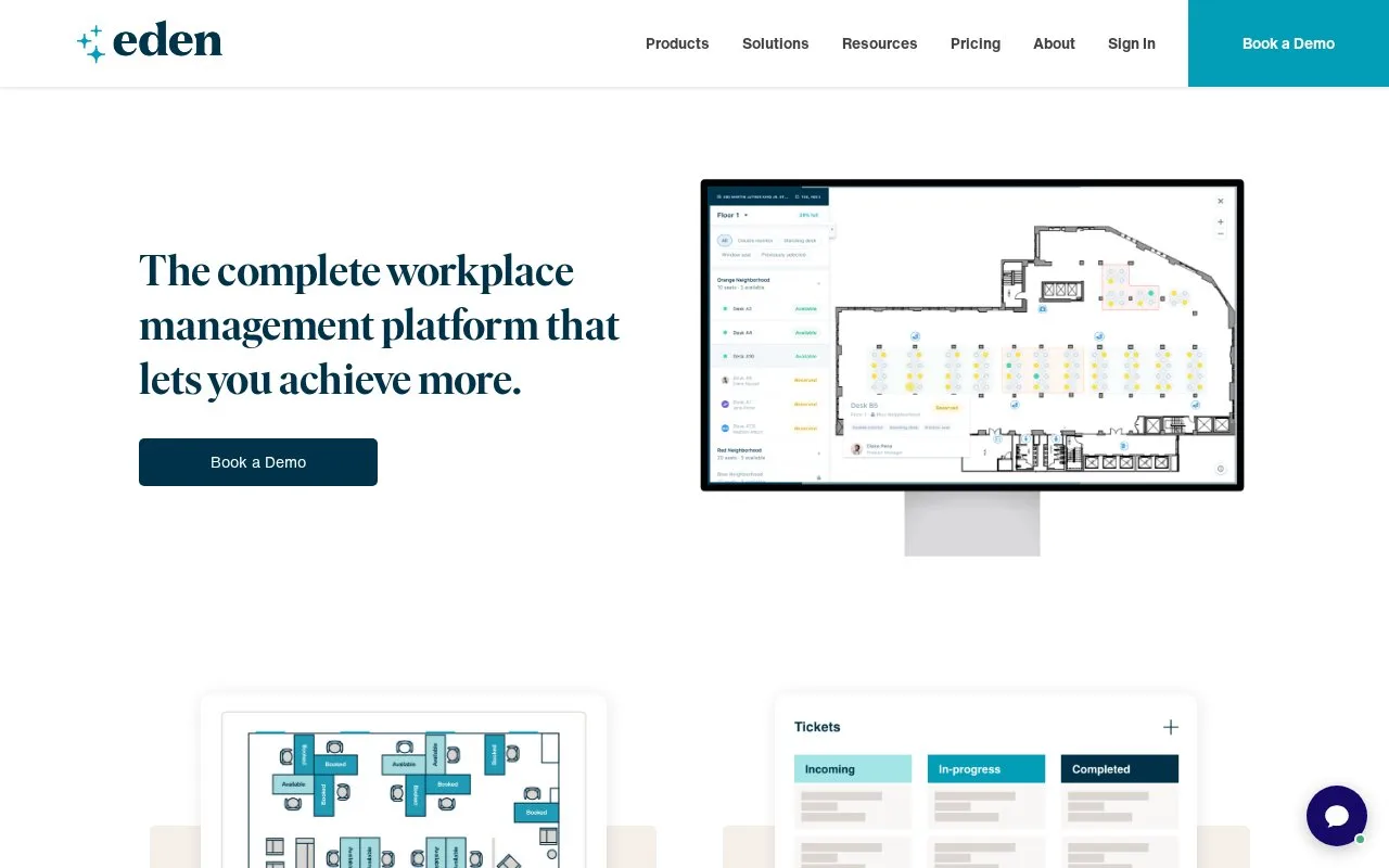 Screenshot of the Eden homepage