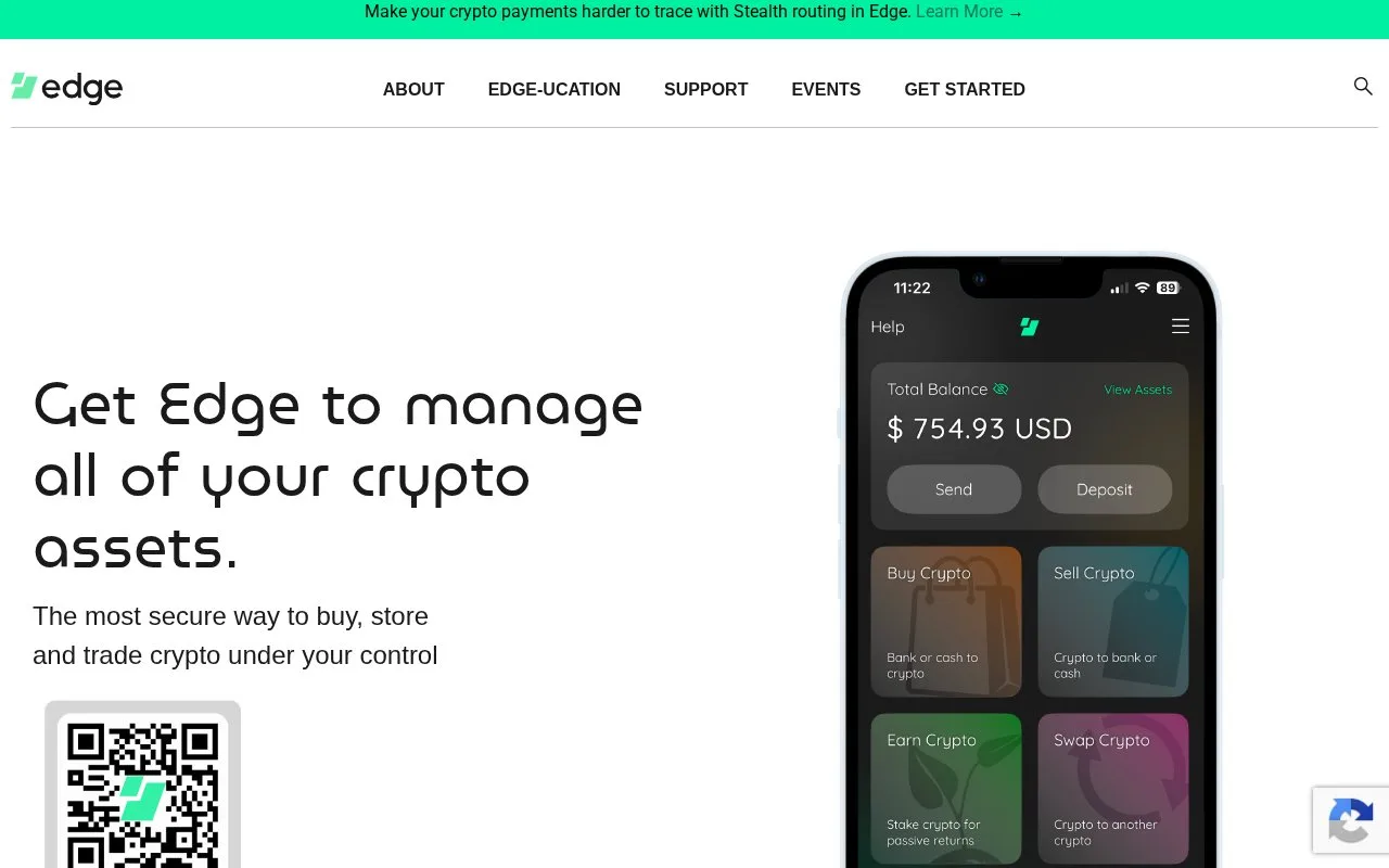 Screenshot of the Edge homepage