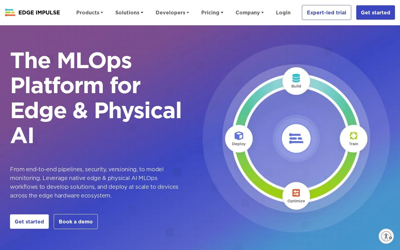 Screenshot of the Edge Impulse homepage
