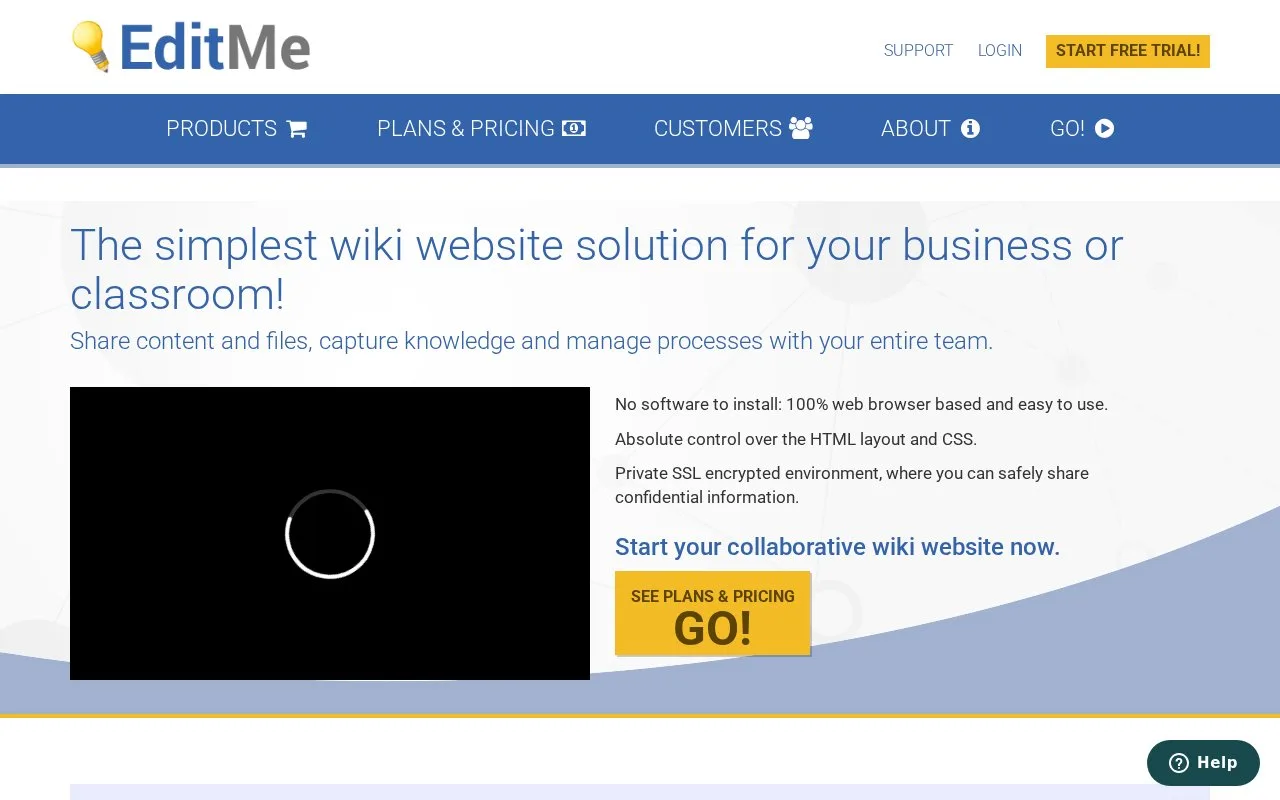 Screenshot of the EditMe homepage