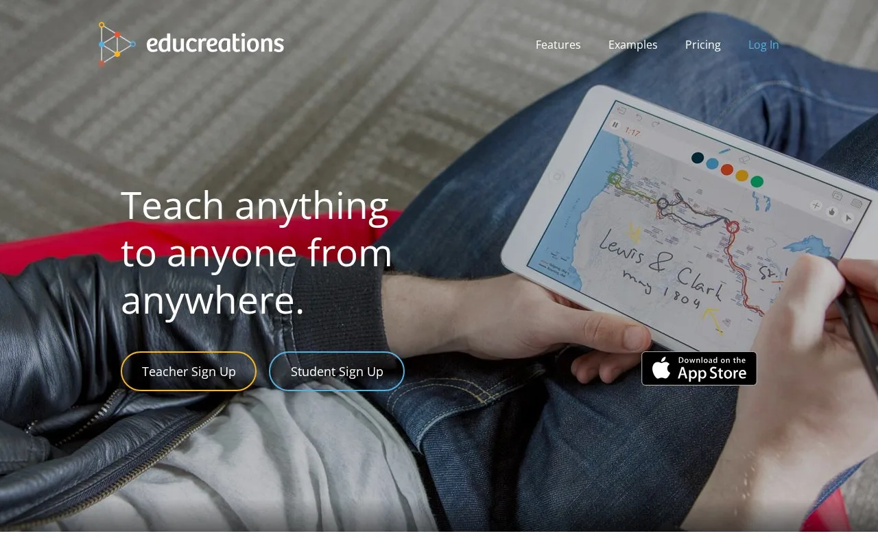 Screenshot of the Educreations homepage