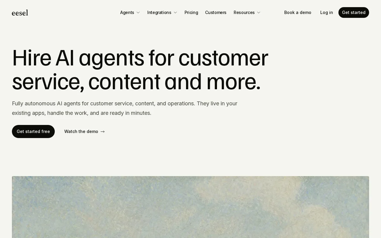 Screenshot of the eesel AI homepage