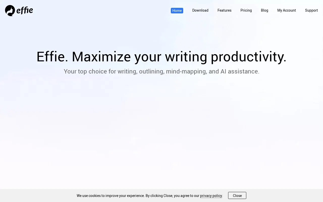 Screenshot of the Effie homepage