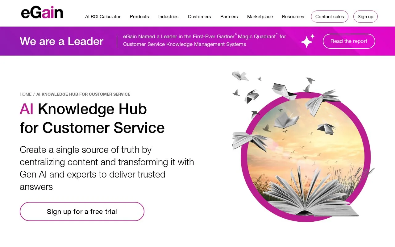 Screenshot of the eGain AI Knowledge Hub homepage