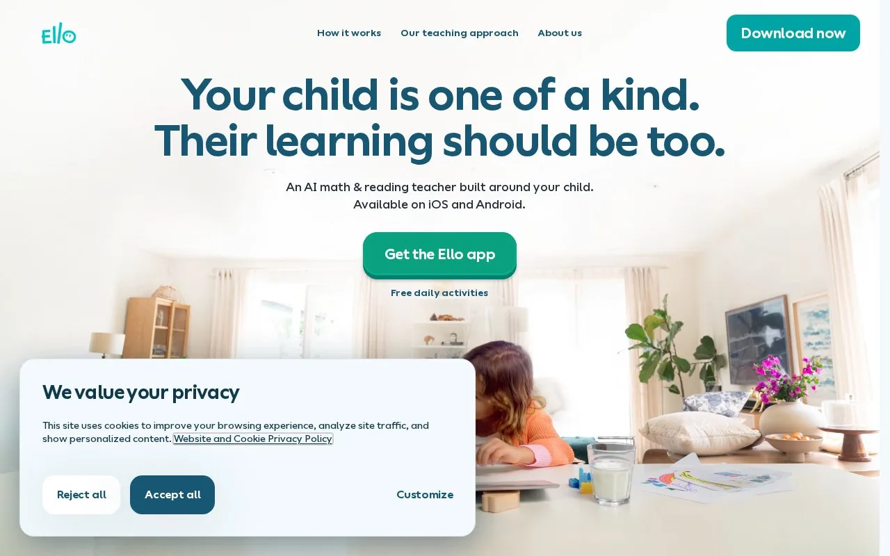 Screenshot of the Ello homepage