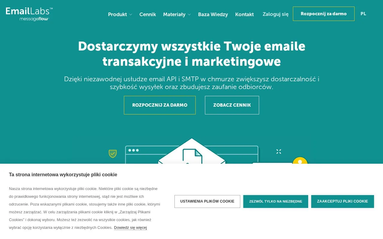 Screenshot of the EmailLabs homepage