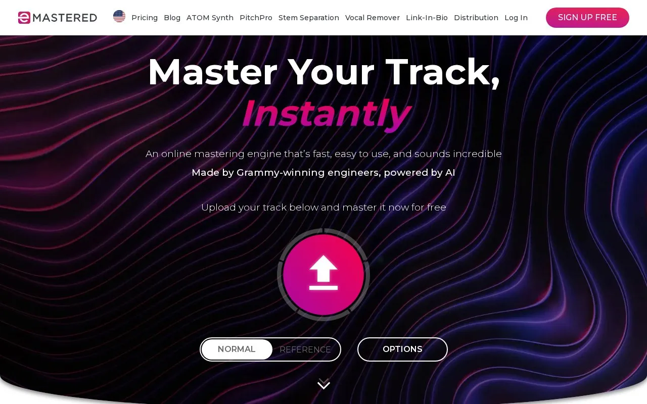 Screenshot of the eMastered homepage