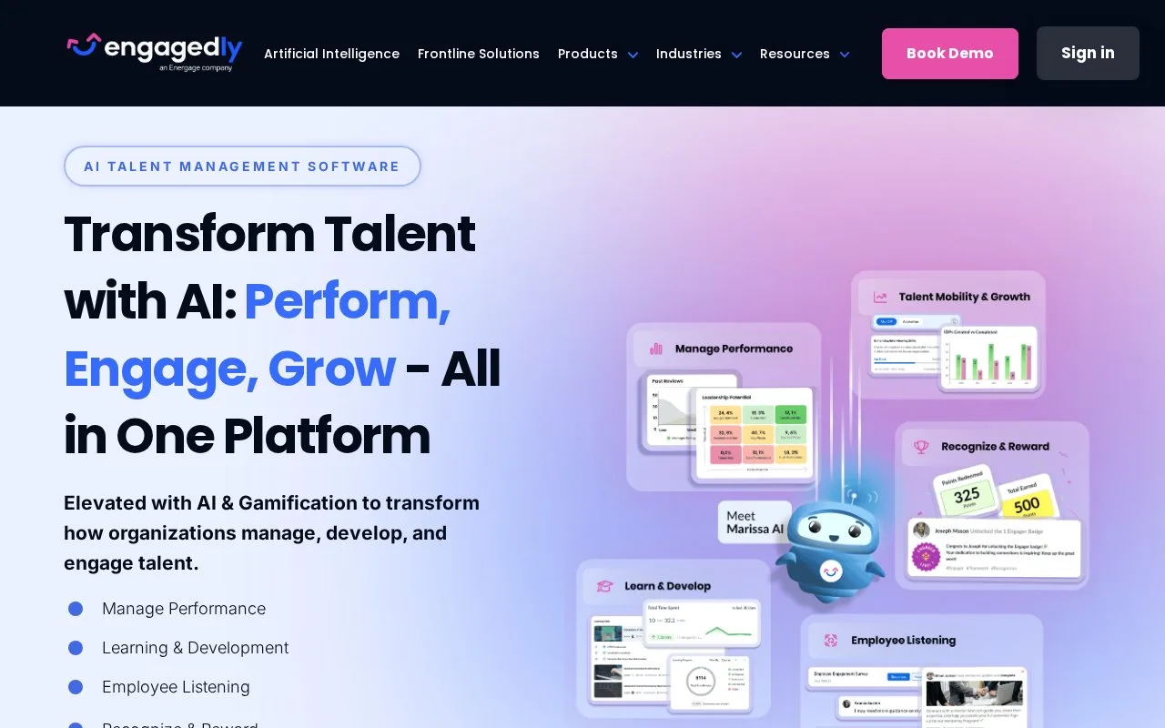 Screenshot of the Engagedly homepage