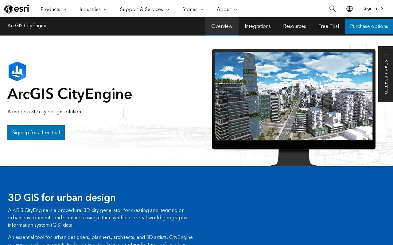 Screenshot of the ArcGIS CityEngine homepage