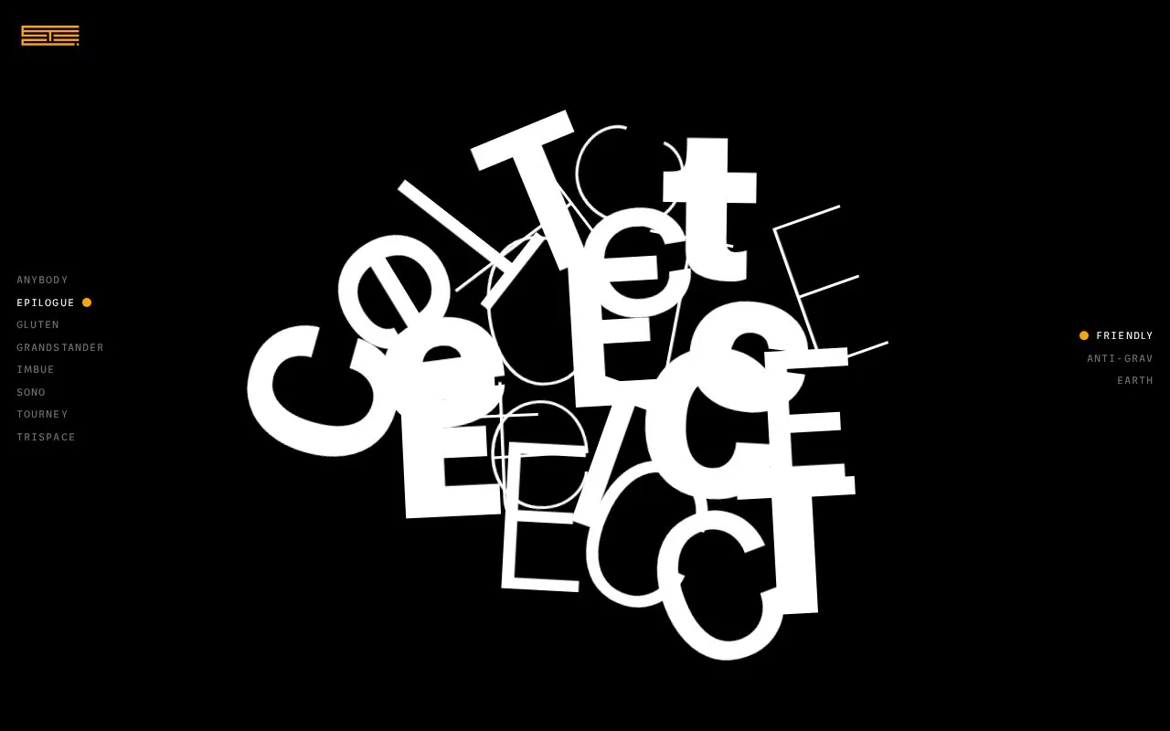 Screenshot of the Etcetera Type Co homepage