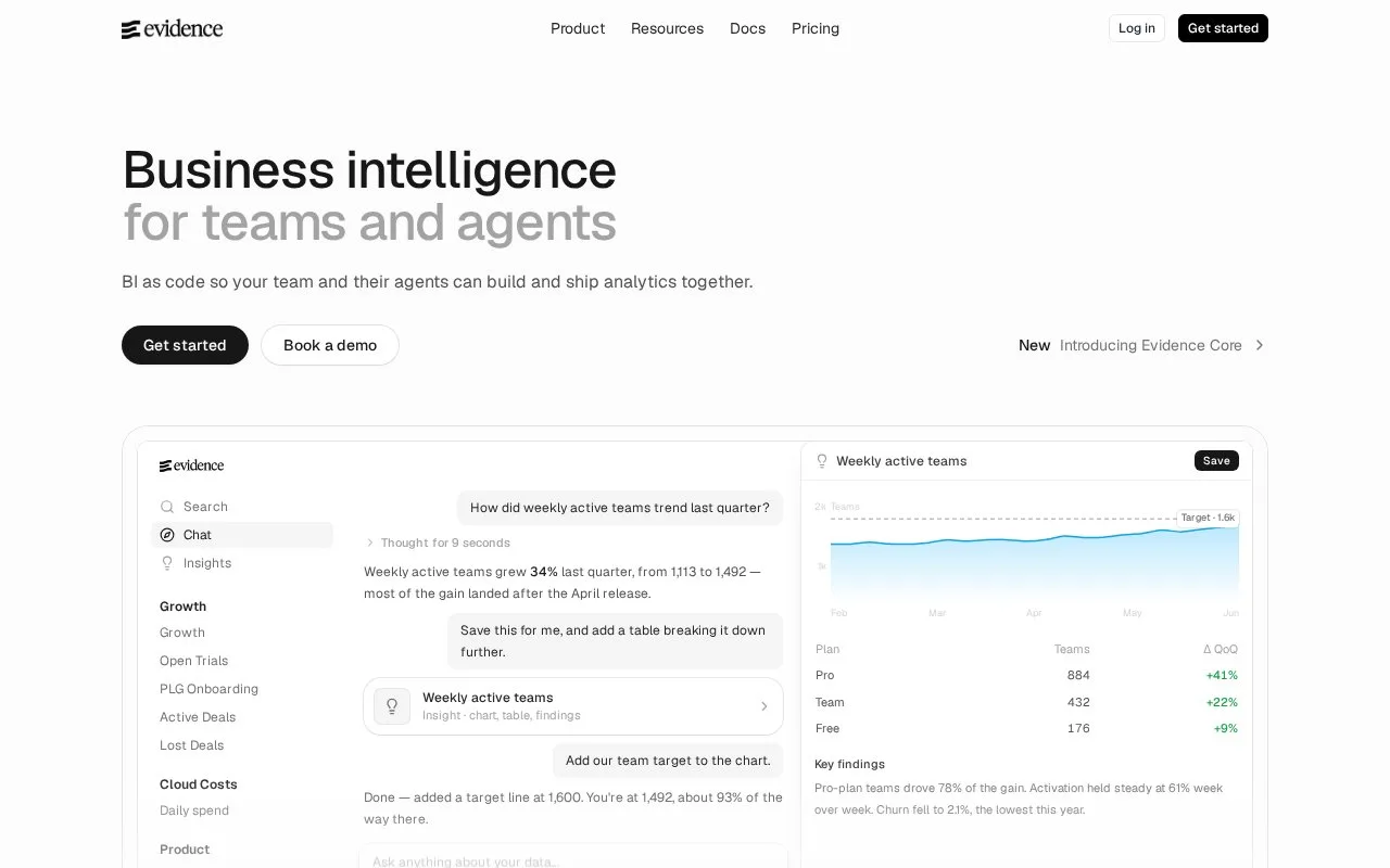 Screenshot of the Evidence Cloud homepage