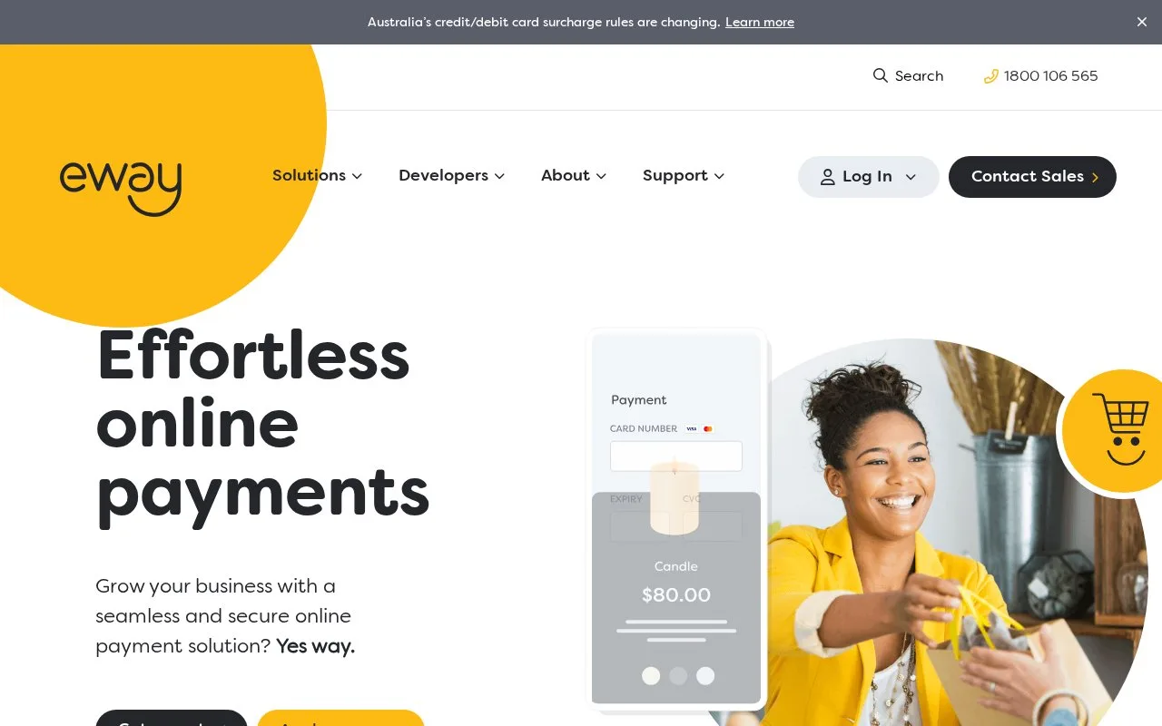 Screenshot of the Eway homepage