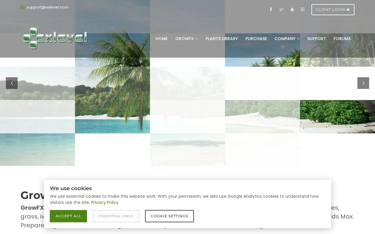 Screenshot of the GrowFX homepage