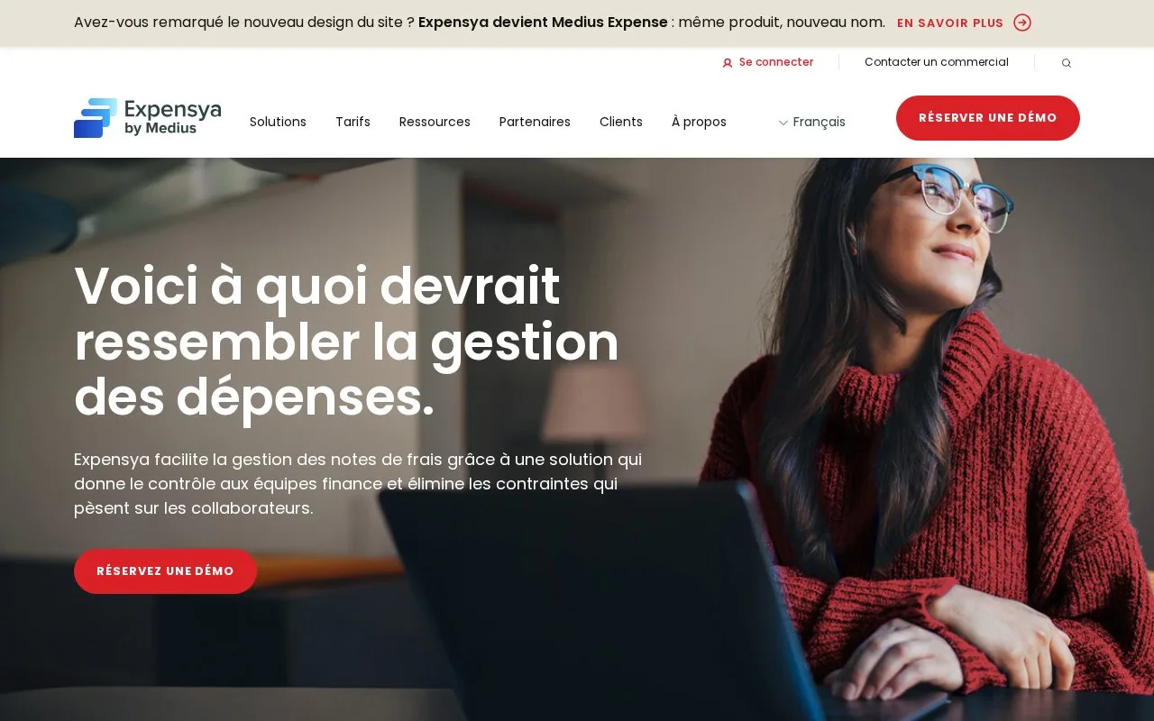 Screenshot of the Expensya homepage