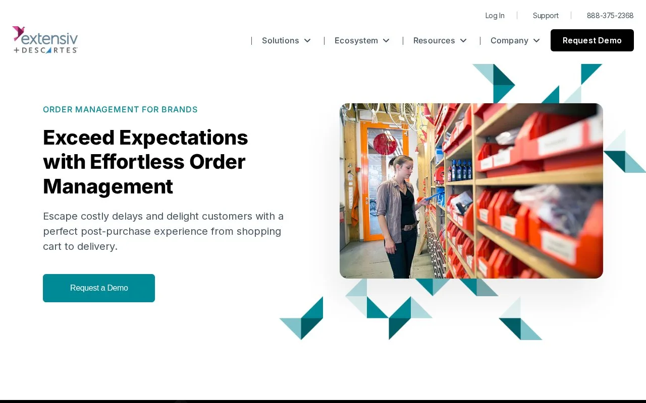 Screenshot of the Extensiv Order Management homepage