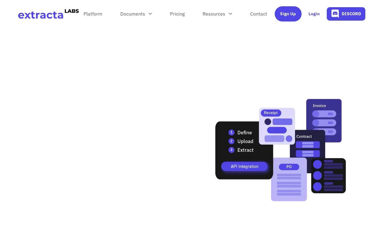 Screenshot of the Extracta LABS homepage