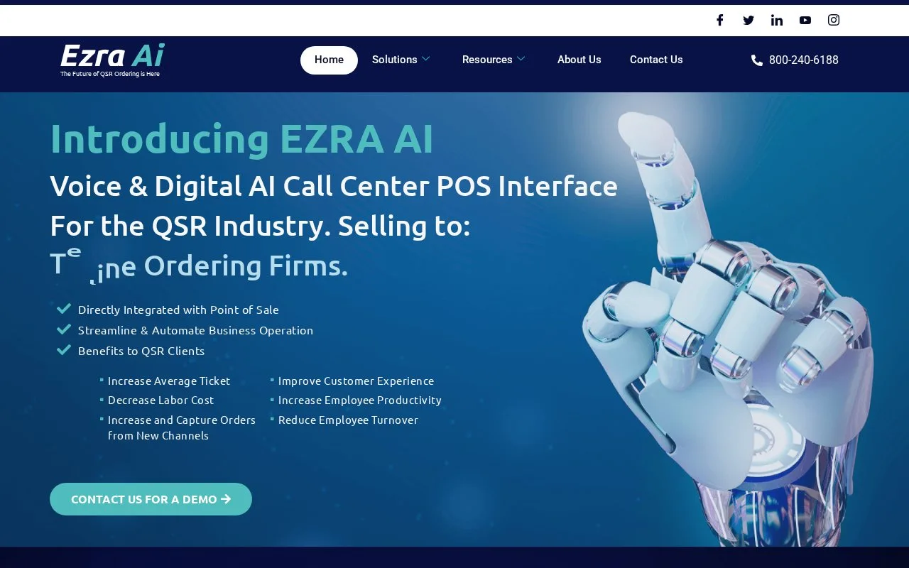 Screenshot of the Ezra AI homepage