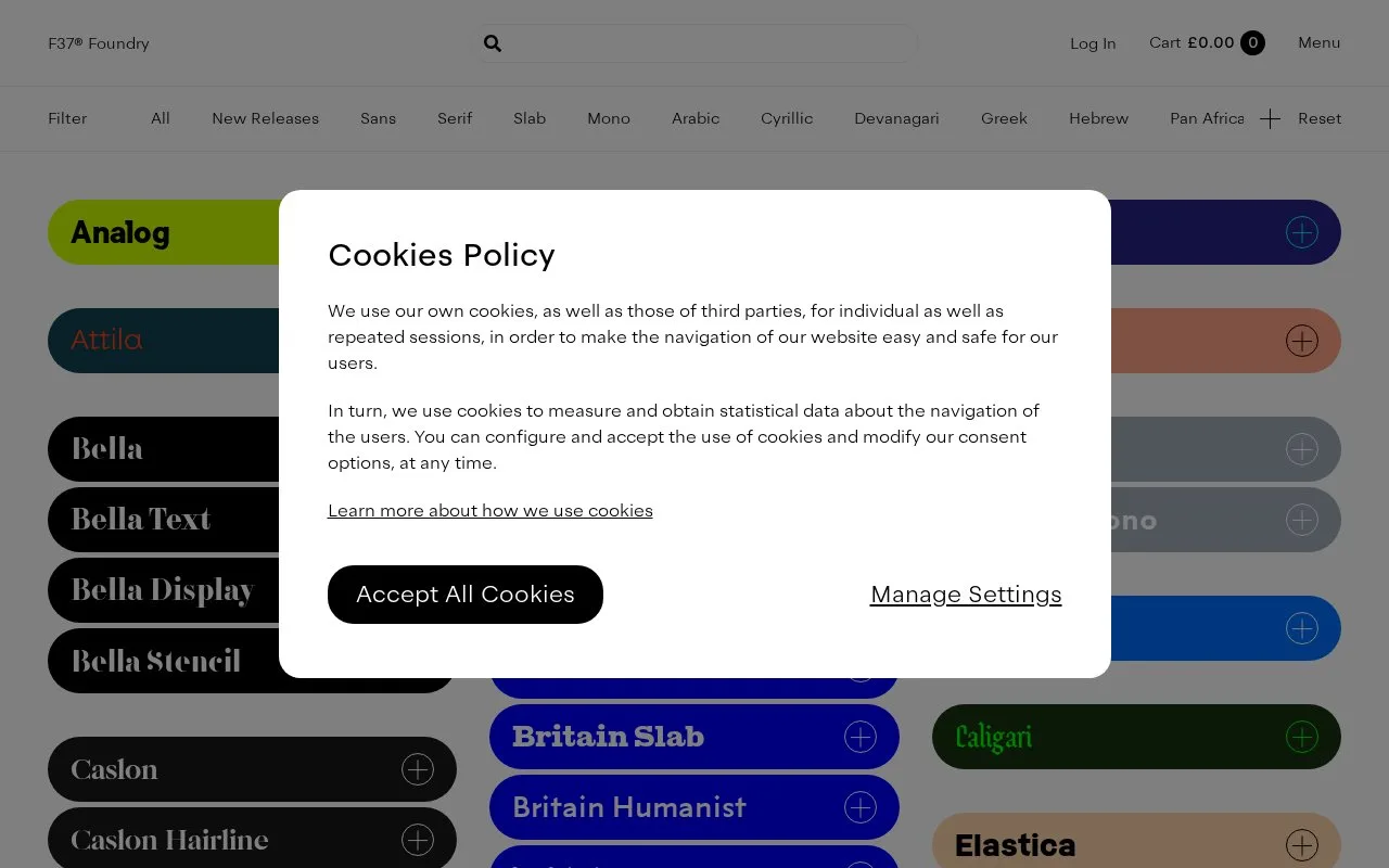 Screenshot of the F37 Foundry homepage