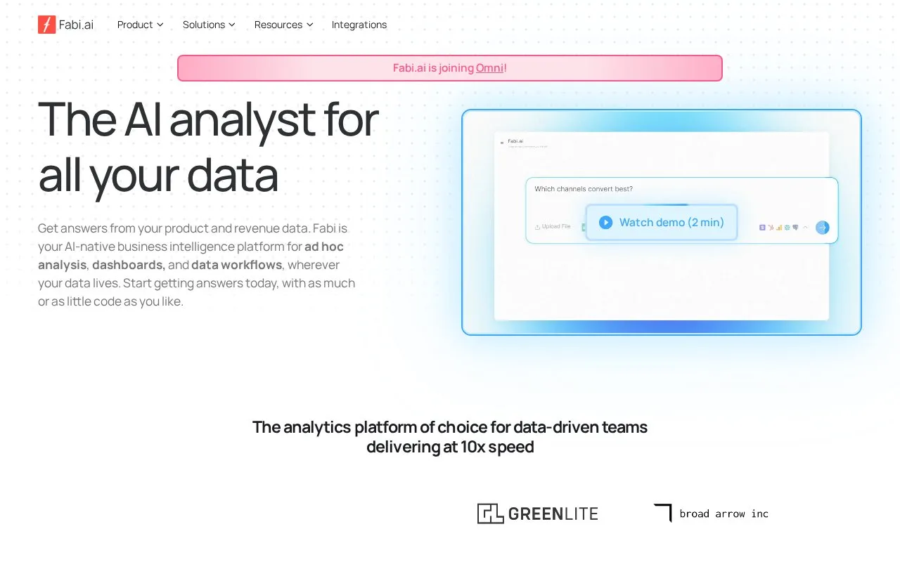 Screenshot of the Fabi.ai homepage